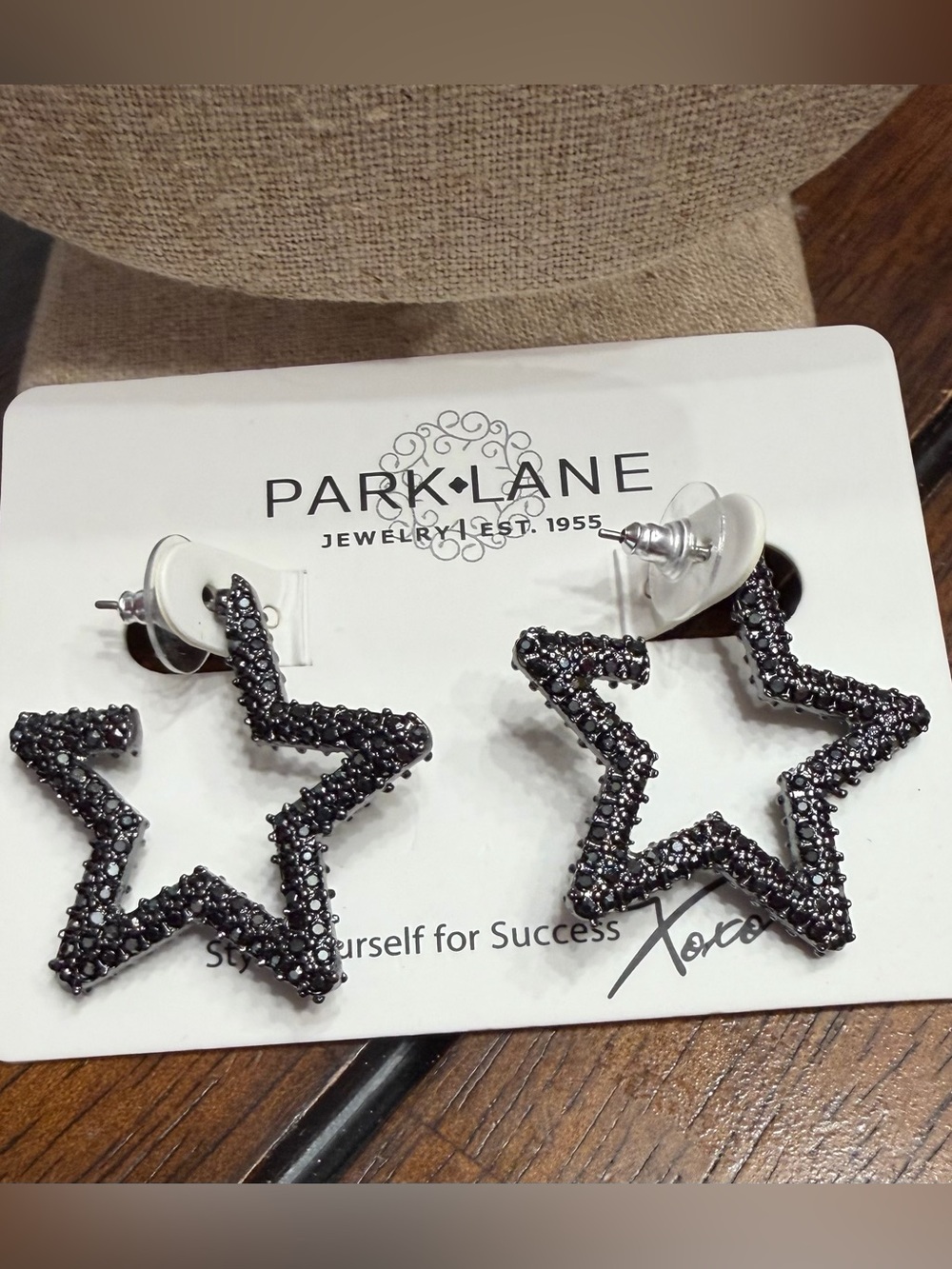 Park Lane Kids Black Beaded Star Hoop Earrings